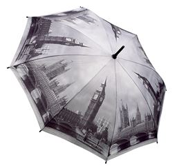London Black and White Folding Umbrella (gift boxed)